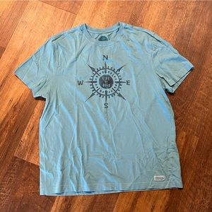 Life is Good crusher short sleeve tee classic fit blue compass womens size large